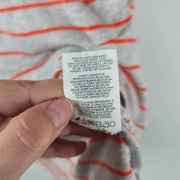 CAbi Womens Ruffle Peplum Striped Sleeveless Stretch Tank Top Gray Orange Size M - Picture 6 of 7